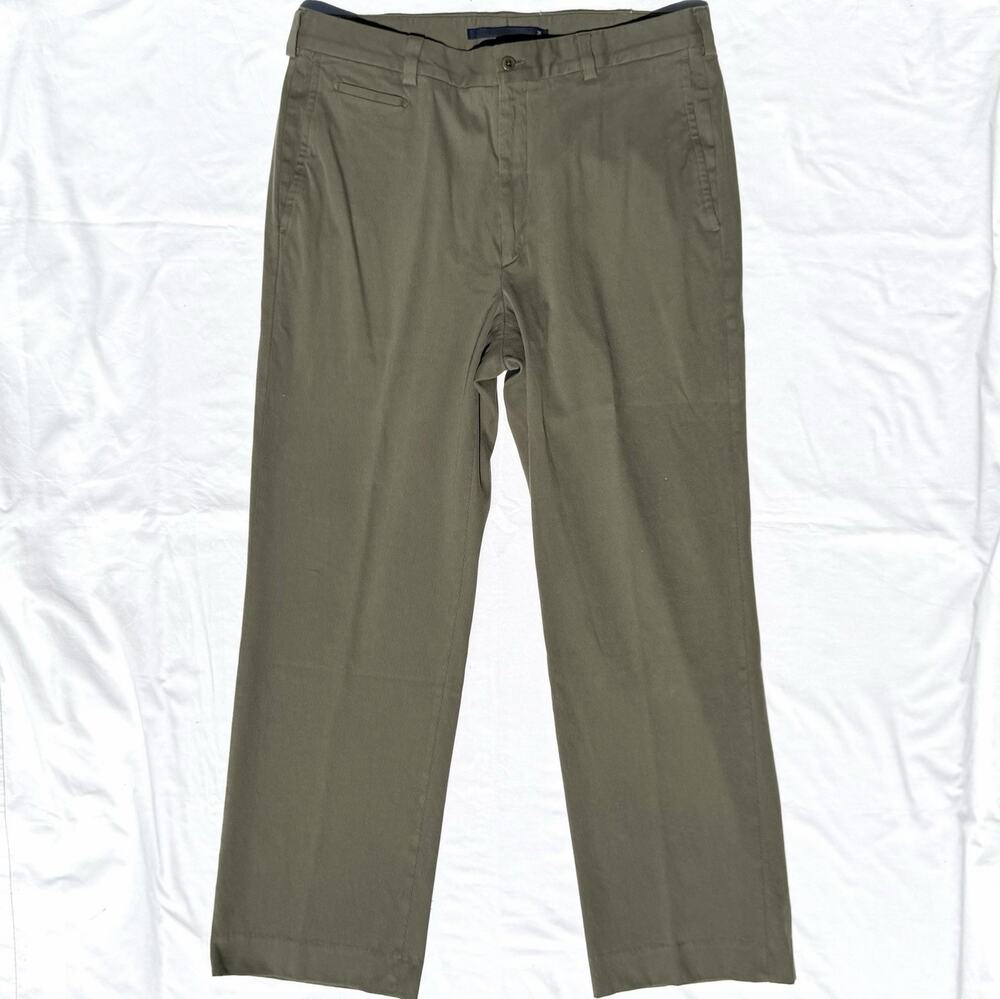 Barry Bricken Lucas Trouser Pants Mens 36 Green Cotton Flat Front 36X32